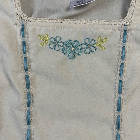 American Girl Vintage White Dress with Blue Satin Ribbon and Bow Sz XS (6) - Picture 4 of 8